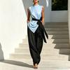 Women's Suits Two Piece Set Breathable Casual Loose Fit Solid Color Outfits for Home Party Office Vacation Daily Wear