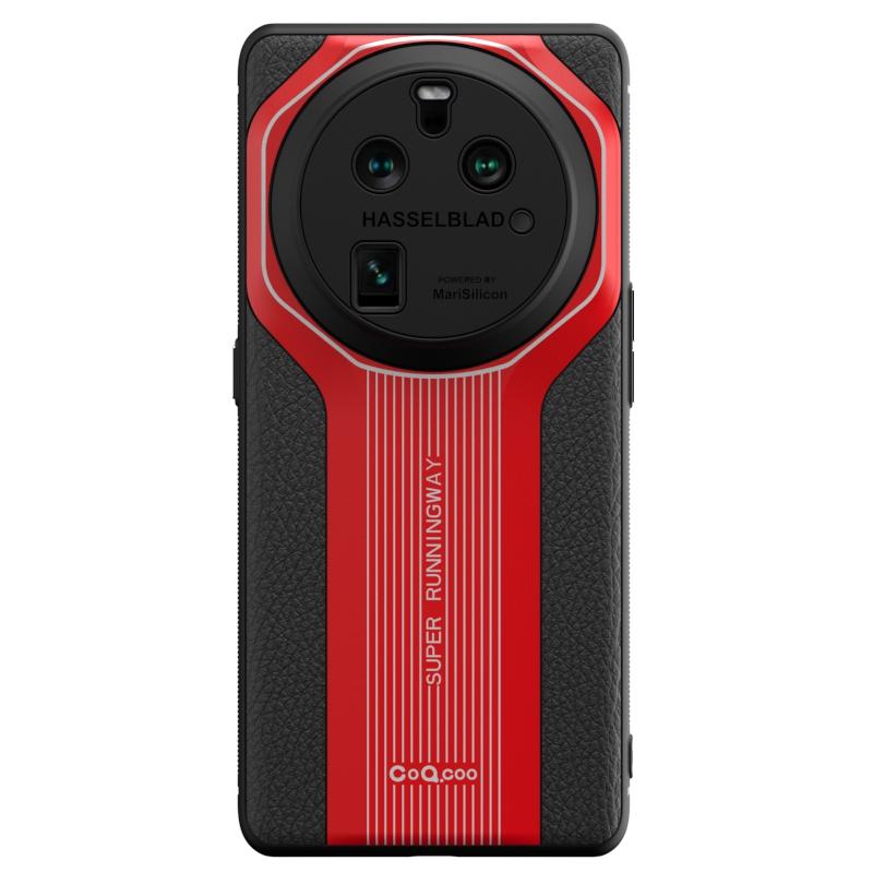 

Q.COO Супер Беговая Серия 2 Чехол для Oppo Find X6 Pro PU+ТПУ+Акриловая Задняя Крышка Red