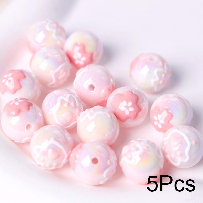 5шт милые прямые отверстия цветок мультфильм круглые бусины браслет материалы ручная — фото 9