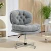 Office Chair without Armrests, Comfortable Desk Chair with Padded Seat and Adjustable Height, Grey