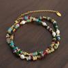 Freshwater Pearl Combining Natural Stone Beads Necklace Bracelet For Women Bohemia Colourful Women's Stainless Steel Jewelry Set
