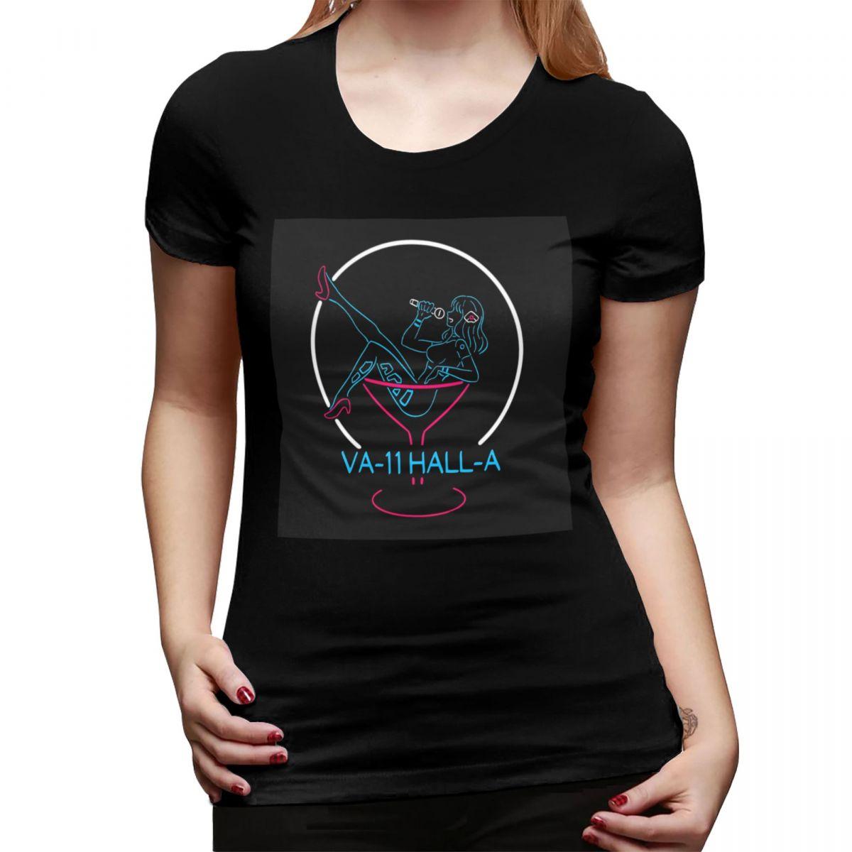 

VA11 HallA Neon Sign TShirt for Women Round Neck Streetwear T Shirts Womens Short Sleeve Summer Clothes Tops 4XL