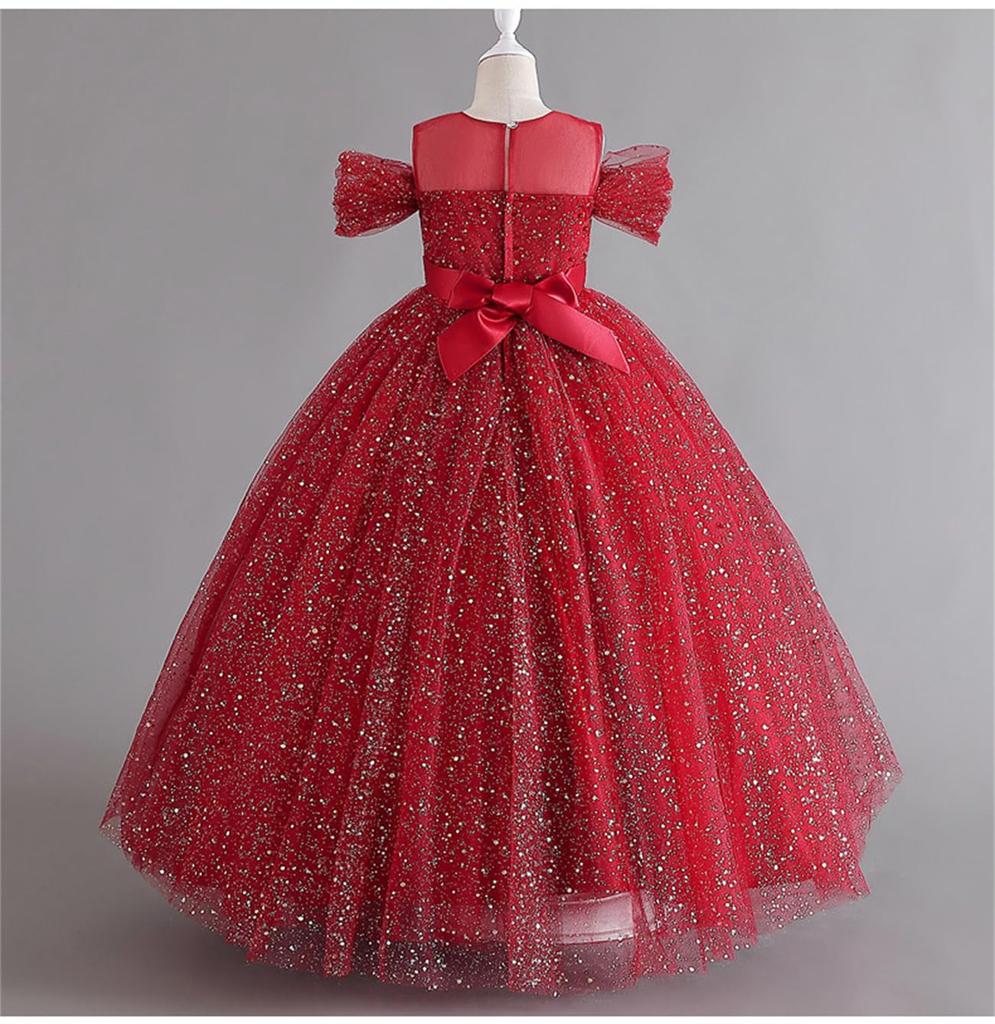 Dulraxib Recital Dress for Piano Junior Long Formal Kids Party Concert Dress Wedding Tulle Dress Girls, Children's Dress, Dress, Dress, - Children's