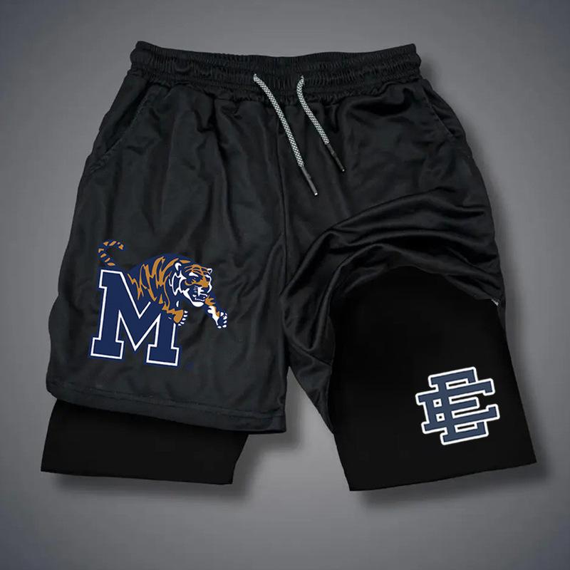 Personalized Printed Shorts Men's Summer New Double-layer Two-in-one Fitness Sports Casual Pants
