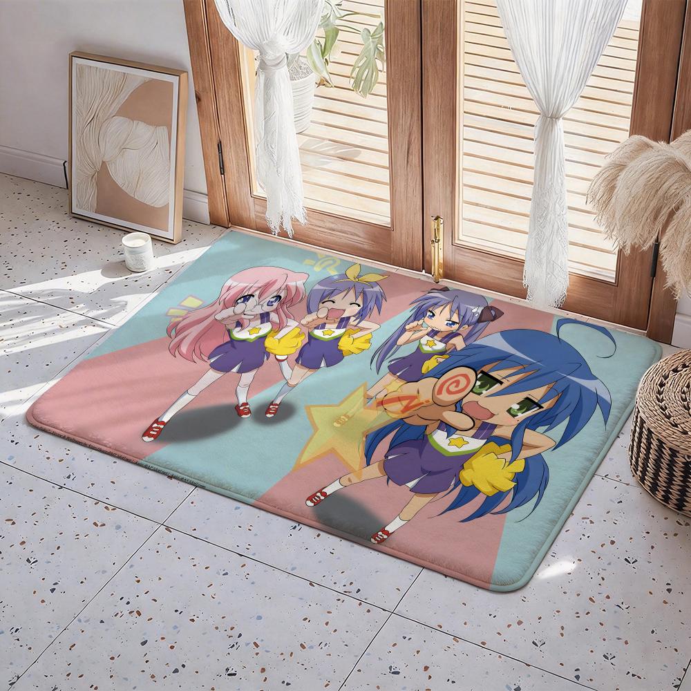 Anime L Lucky Star Floor Mat Eco Flannel Doormat Non Slip Odorless Indoor Floor Rug Soft Short Plush Home Mat