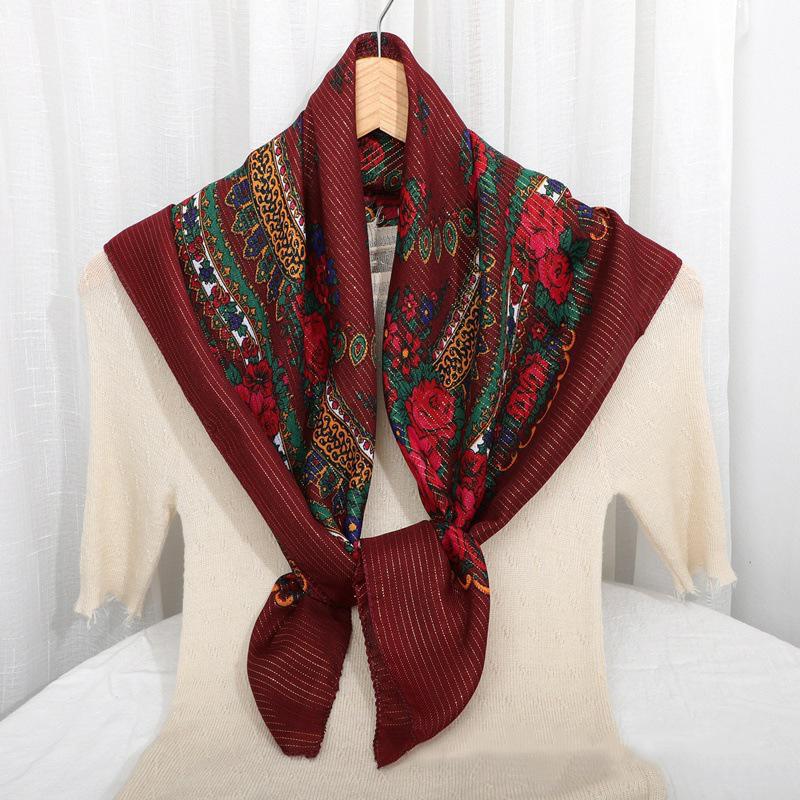 70X70CM High-Quality Square Fashion Scarf Women Floral Cotton Bandanas Lady Scarves HIjab Headband Accessories Handkerchief Hair
