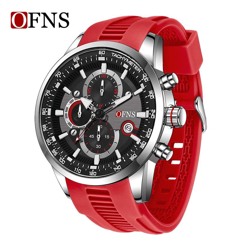 OFNS Business Men s Quartz Watch: Fashionable, Three Sub-Dials, Six Hands, Calendar, Waterproof.