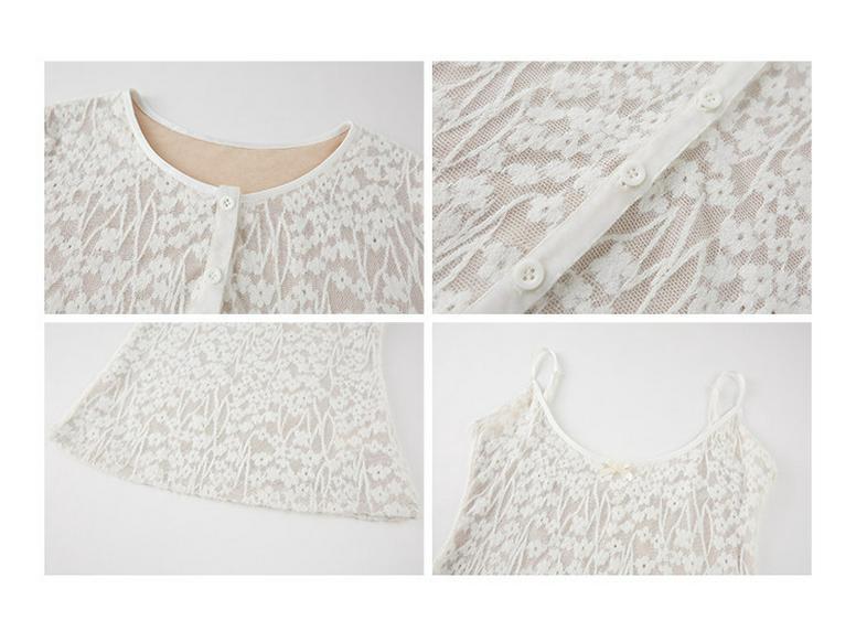 Chic French Lace Camisole & Round Neck Cardigan Set - Early Spring Style Women's Two-Piece Top