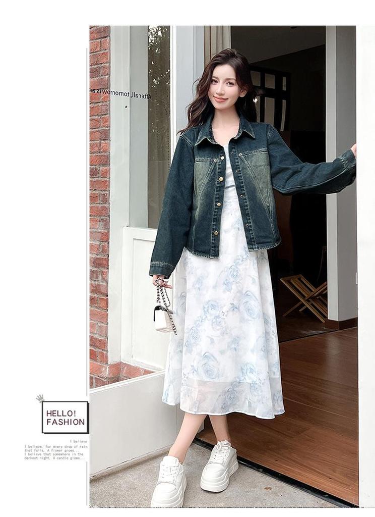 Autumn Korean Retro Slimming Denim Jacket for Women