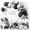 White Balloons Garland Arch Kit Black Silver Confetti Balloon Wedding Anniversary Proposal Marriage Birthday Party Decoration