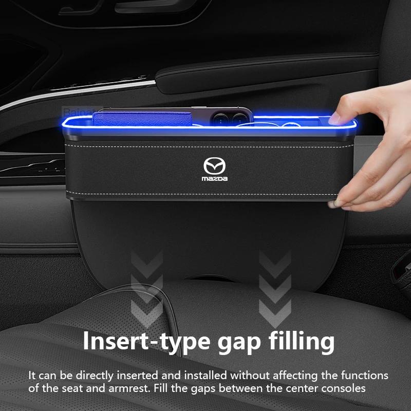 2025 Horká Mazda 3 5 6 SKYACTIV Axela Atenza CX30 CX5 CX8 CX9 MX5 BT50 Úložný box do štěrbiny autosedačky Slot na nabíjení přes USB Místo na nápoje