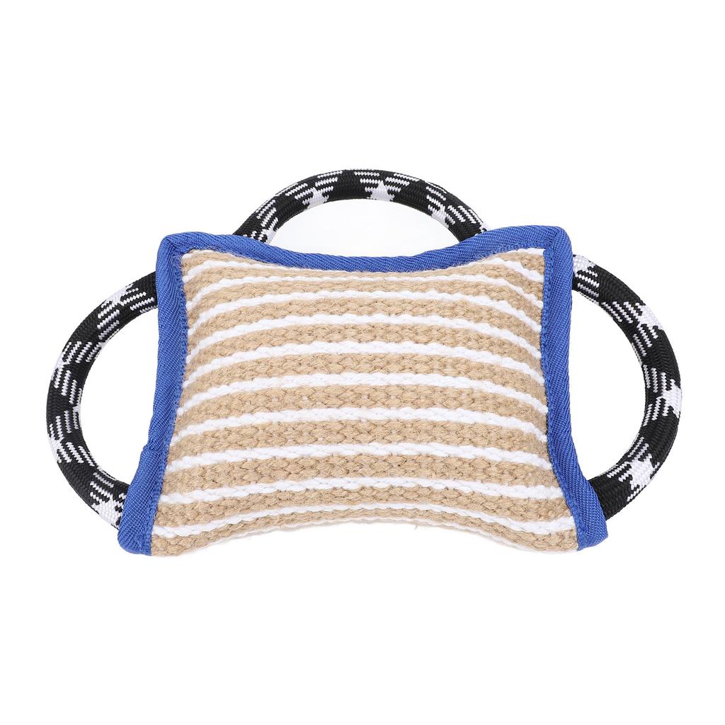 Beißkissen mit 3 starken Griffen Jute Reißfest Interaktives Spiel Hund Beiß Zerrspielzeug für erwachsene Hunde Blau