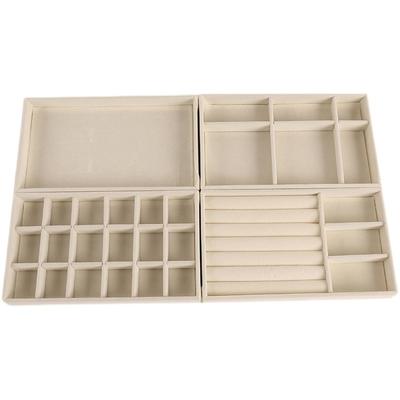 High-Quality Velvet Multicolor Jewelry Tray Four-Piece Jewelry Box Ring Earrings Pendant Trinkets  Jewelry Display Props