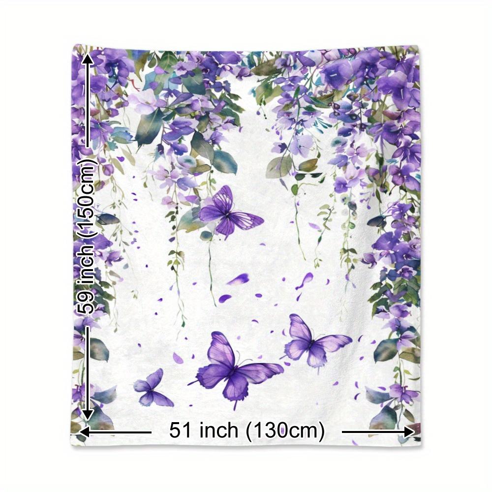 VIKAMA Butterfly Element Wisteria Pattern Throw Blanket, Soft and Warm for All Seasons, Suitable for Sofa Beds and Home Decor
