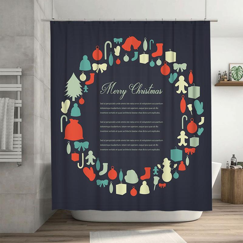 

Tu Merry Christmas Shower Curtain Festive Holiday Forest Trees Pattern Waterproof Bathroom Decor Home Xmas Gift W60H190(CM)-1 Pcs