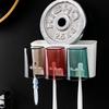 Wall-Mounted Multi-Toothbrush Holder with Punch-Free Base and Toothpaste Storage