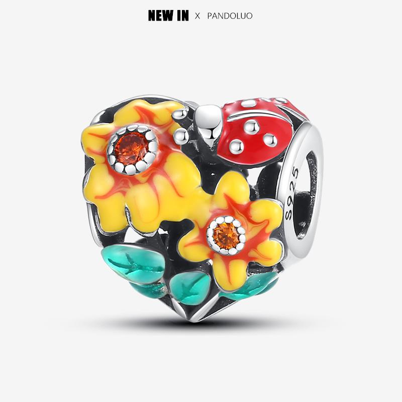 New In Heart Shaped Pattern Charm Beads Fits Pandach Original Bracelet Women Copper Pendant Bead Jewelry Gift