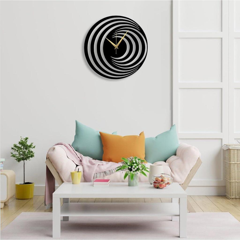 Large Size Clock & Wall Ornament/Metal Outdoor Wall Clock for Bedroom, Office -Black