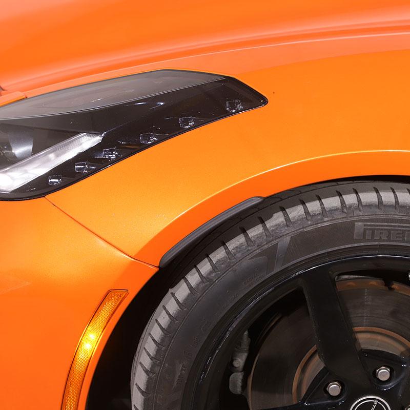 Dla Chevrolet Corvette C7 2014- ABS czarny koło samochodowe koło błotnik brwi ochraniacz brwi naklejka wykończeniowa Auto