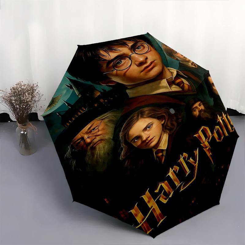 1pc Harry Potter Automatic Folding Umbrella - Compact 8-Rib Design, Durable Plastic & Iron1498L