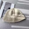 Coarse Wool Bucket Hat Autumn and Winter Niche Retro Bucket Hat Warm Solid Color Vertical Bar Basin Hat