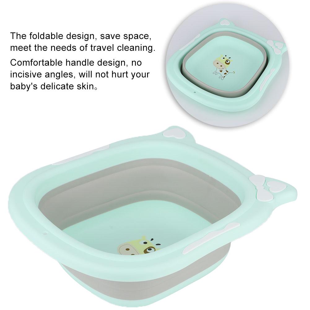 Folding Washbasin Baby Ass Washing Basin Cartoon Face Foot Washbasin for Baby InfantsGreen