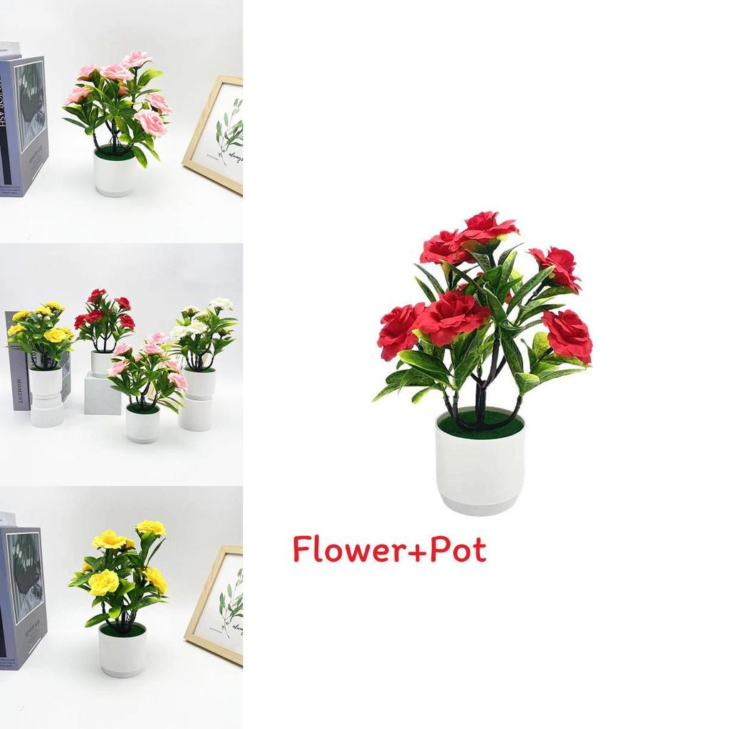 Romantic Rose Bonsai Artificial Plant For Valentines Day Gift And Indoor Decoration With Durable Material