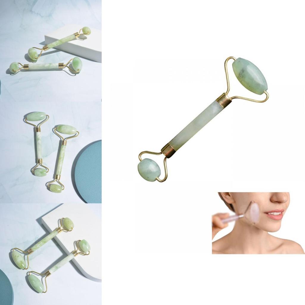 Exquisite White Flower Jade Facial Massage Roller Beauty Tool Face Massager