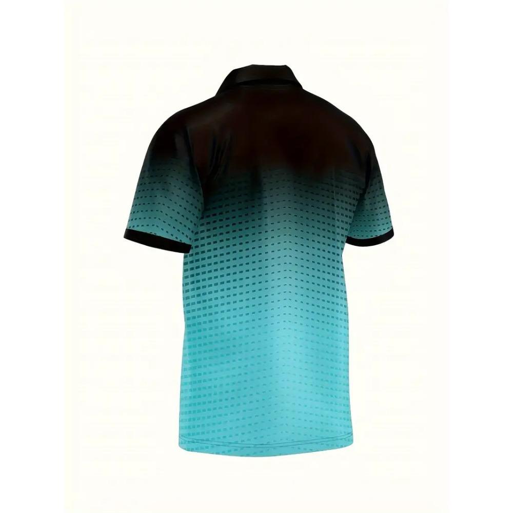 Men's Gradient Top Casual Lapel Short Sleeved Polo Shirt