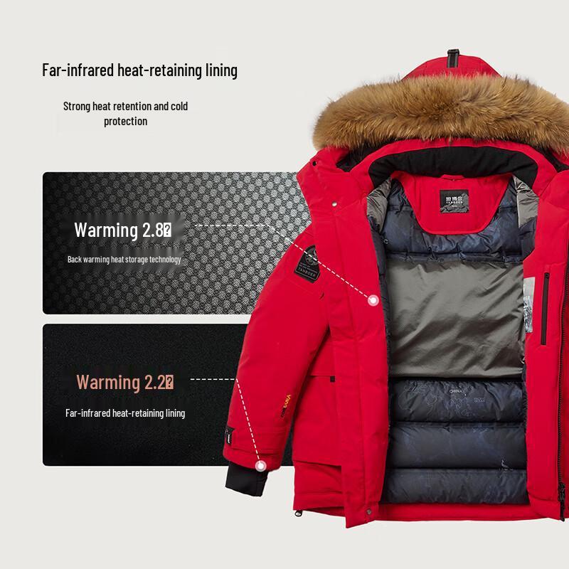 Tanboer Unisex Faux Fur Hooded Duck Down Parka