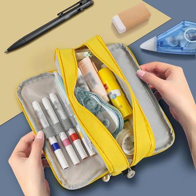 Kawaii Federmäppchen, großer Stauraum, 3 Fächer, beidseitig geöffnet, für Schüler, Schreibwaren, Schreibtisch-Organizer, Schulbedarf