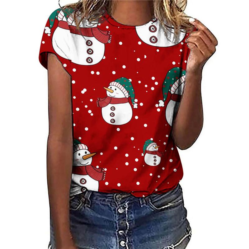 Snowflake pattern women's fashionable T-shirt short sleeved