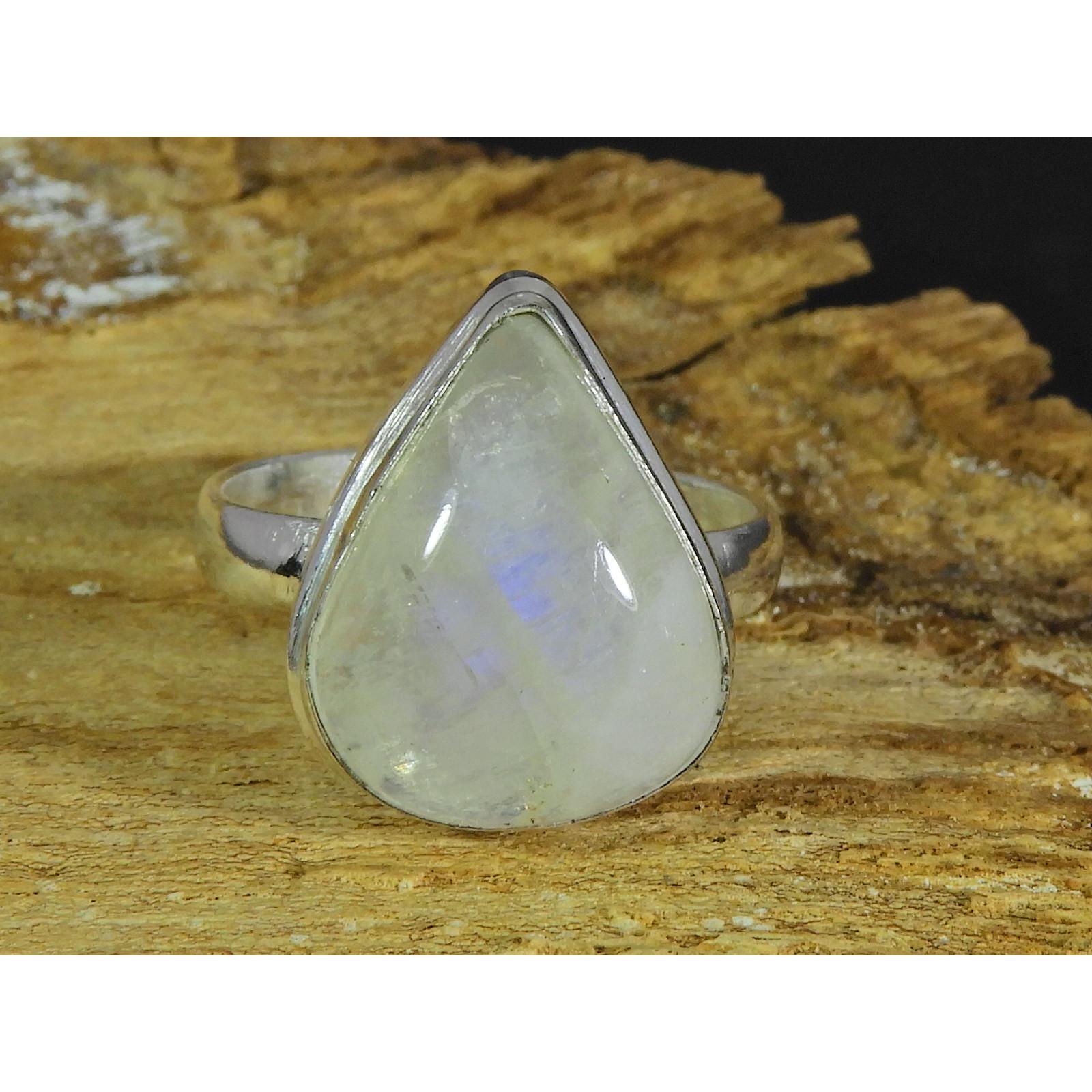 

Natural Rainbow Moonstone 925 Solid Sterling Silver Ring Size US-7.5 PG-53