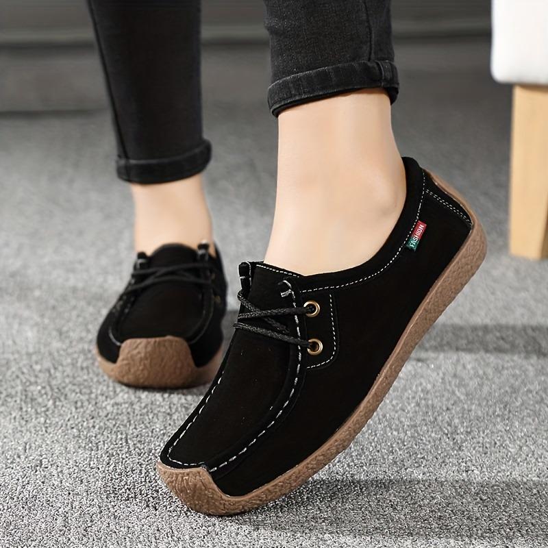 Spring Single Shoes Women Really Versatile Bean Shoes Comfortable Women Casual Flat Single Shoes Lace Up