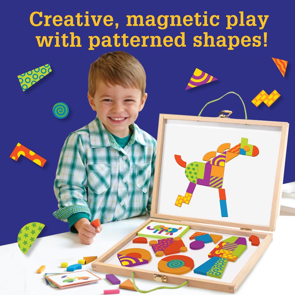 MindWare Wooden Imagination Patterns, Create Shapes with Magnetic Pieces, 68210, Authentic