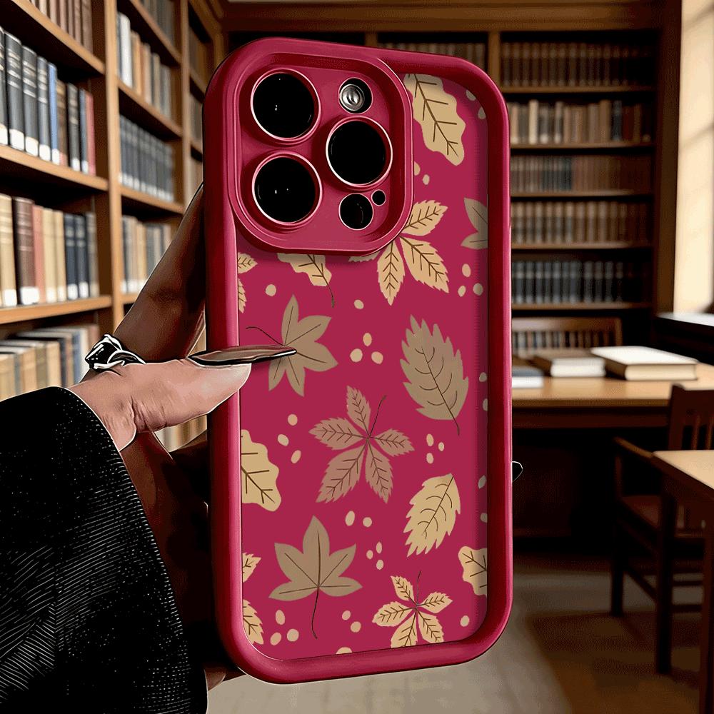 Autumn Leaf Pattern Phone Case for iPhone 17 16 15 14 13 12 11 Pro Max Plus Anti Scratch, Gel Flexible Protective