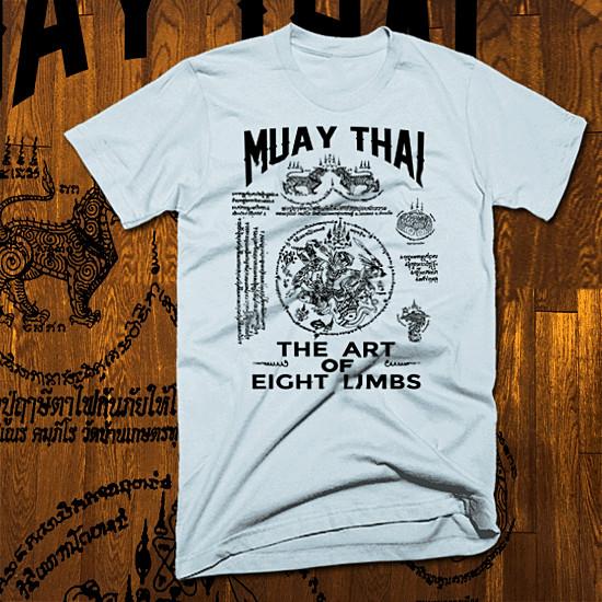 

Muay Thai T-shirt Thai boxing Sak Yant god Tattoo Thai Boxer Martial White tee M