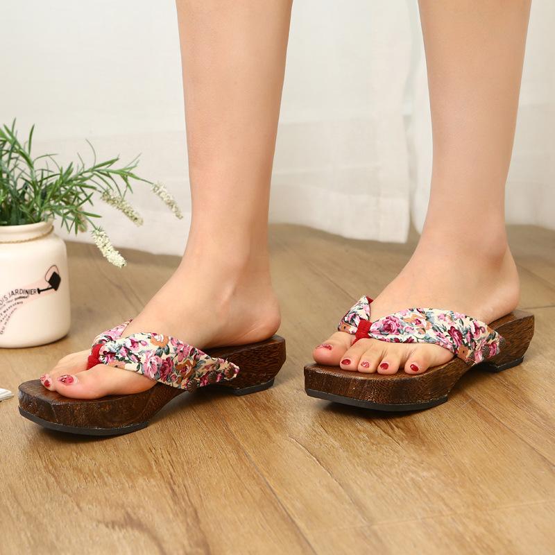 Zoccoli a spina di pesce con tacco alto da donna, pantofole casual in legno da donna, tutto abbinato