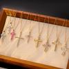 New Trendy Zircon Cross Pendant Necklaces for Women Men Cool Stainless Steel Chain Jewelry Accessories Collar Gifts for Friends