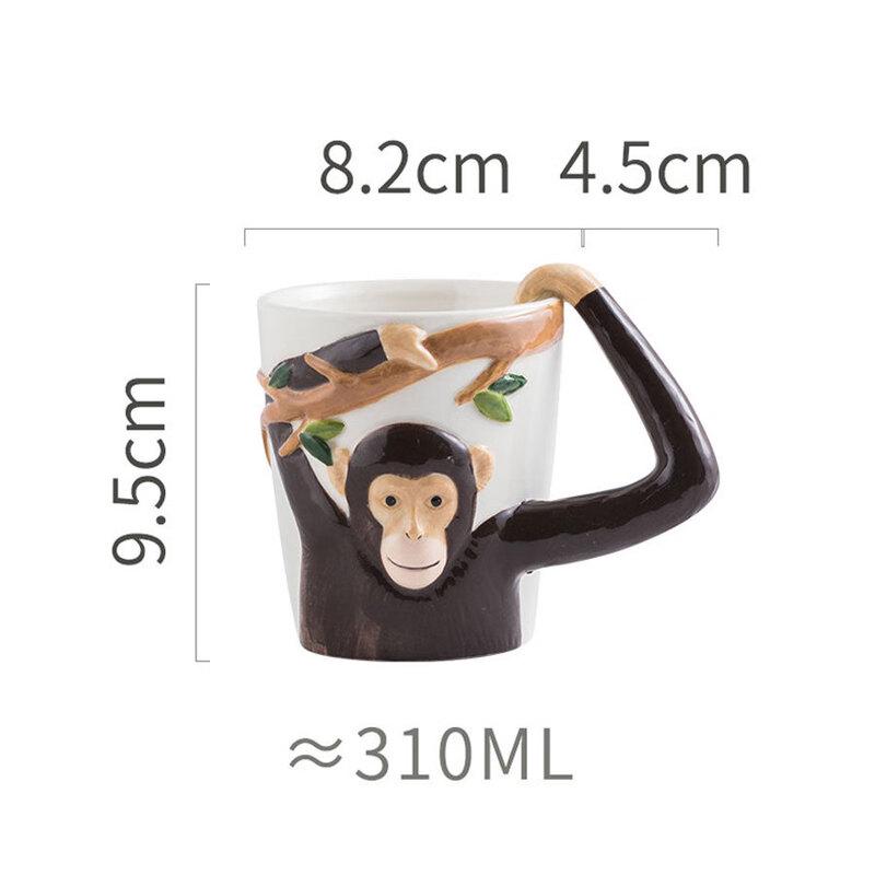ChaoSiHui Hand-painted Embossed Monkey Ceramic Mug