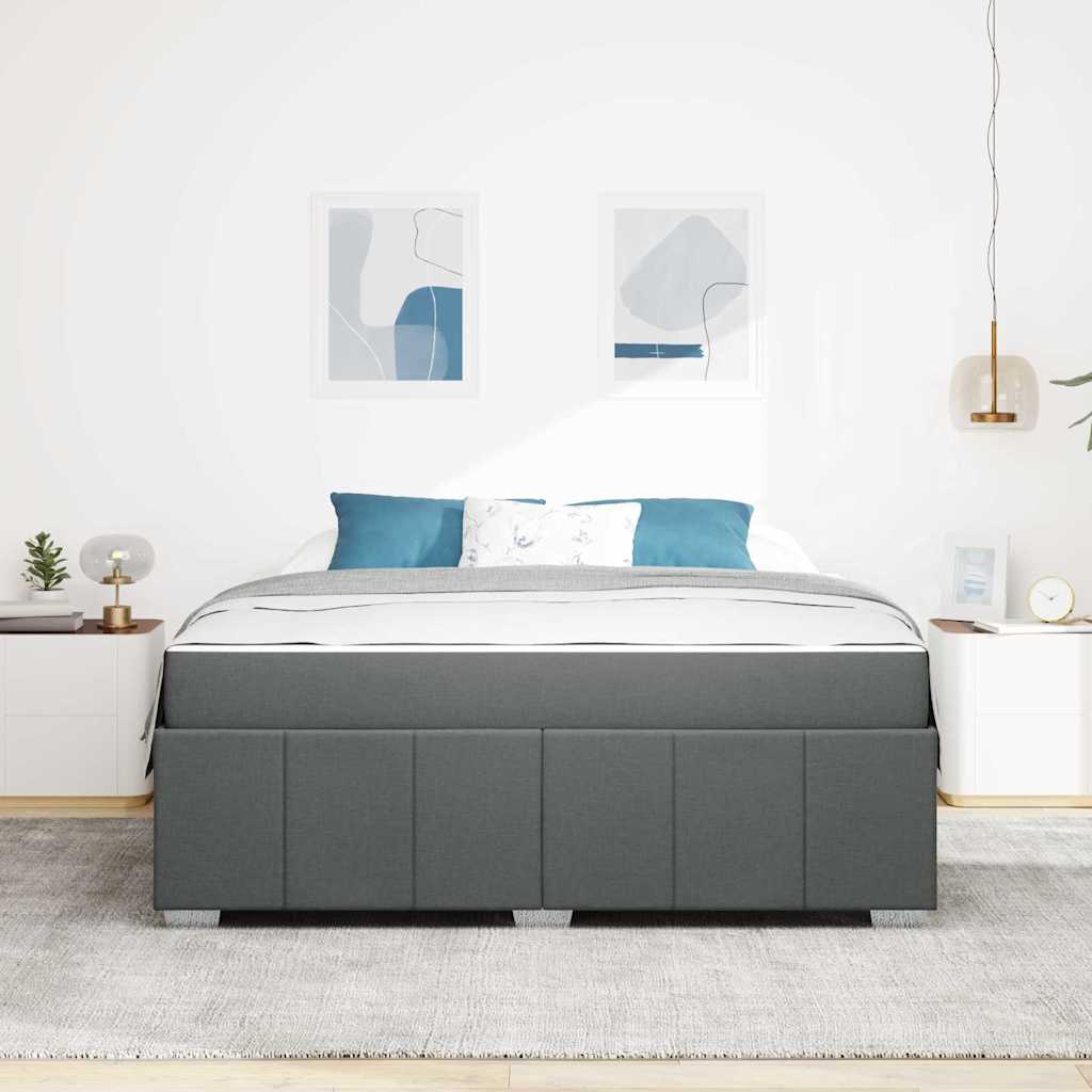 Upholstered Bed Frame with Mattress Dark Grey 180 x 200 cm Fabric