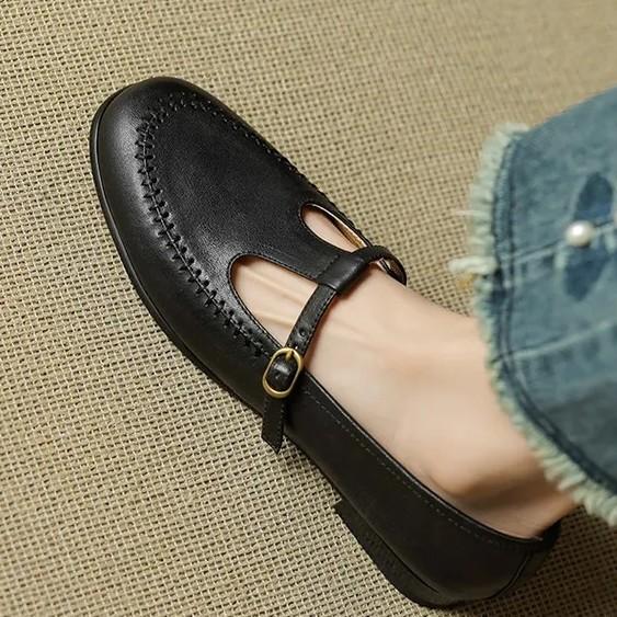 First layer of sheepskin~ French single shoes women's flat 2025 new versatile small leather shoes with skirts retro Mary Jane shoes