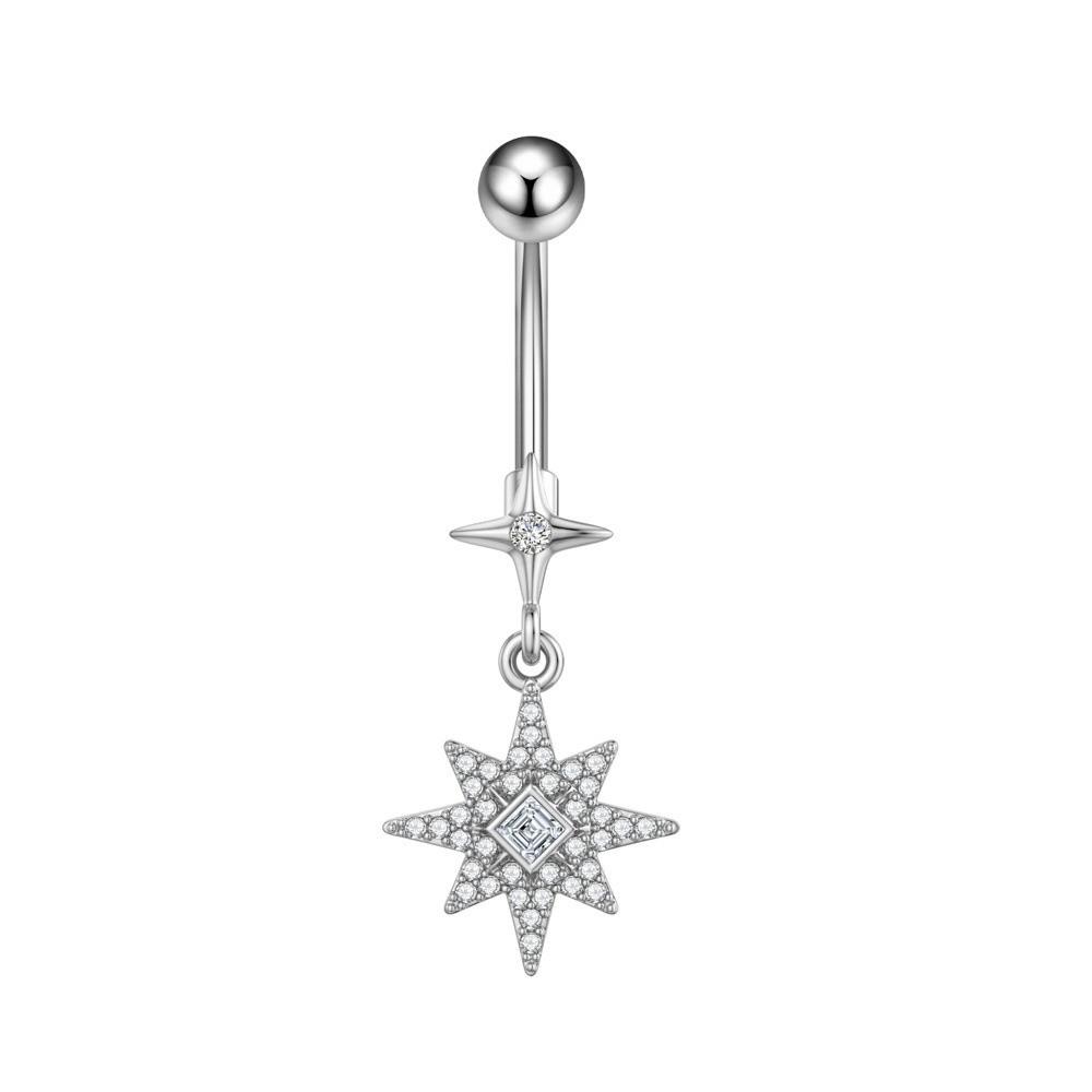 Elegant Belly Navel Stud Stainless Steel Navel Button Butterfly Chain Navel Ring Seaside