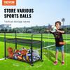 Rolling Sports Ball Storage Cart, Lockable Basketball Cage with Double Lids, Sport Equipment Holder Organizer for Indoor Outdoor, Steel Storage Rack