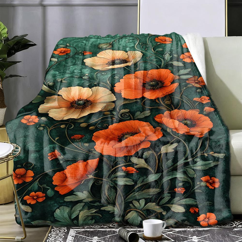 1 Stück Überwurf mit Aufdruck Wildblumenmuster Schöne Blumen Flanell Decke für Couch Bett Sofa Warme Decken Perfekte Festival Geschenke