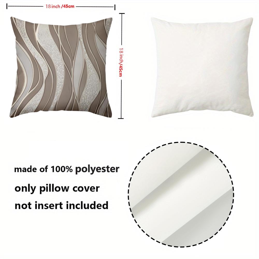 1 Stück - 2D flach bedruckt Braun und Weiß gemustert Dekorative Kissen Polyester-Kissenbezug, dekorativer Sofakissenbezug