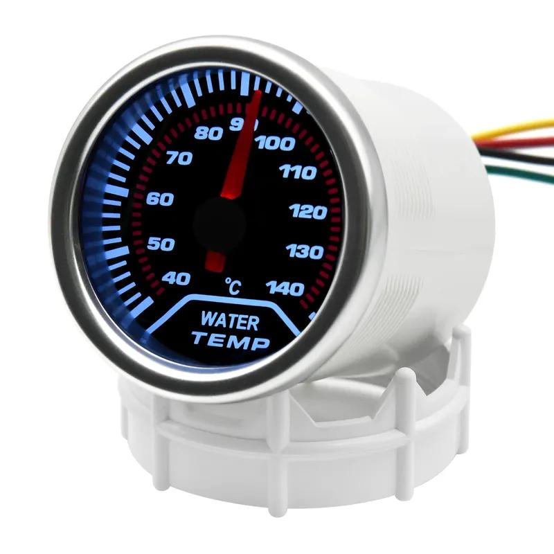 Smoked Faced 40-140℃ 52mm Water Temperature Gauge with Temp Joint Adapter Sensor Hose 26mm-40mm for Gasoline Racing Car 12V