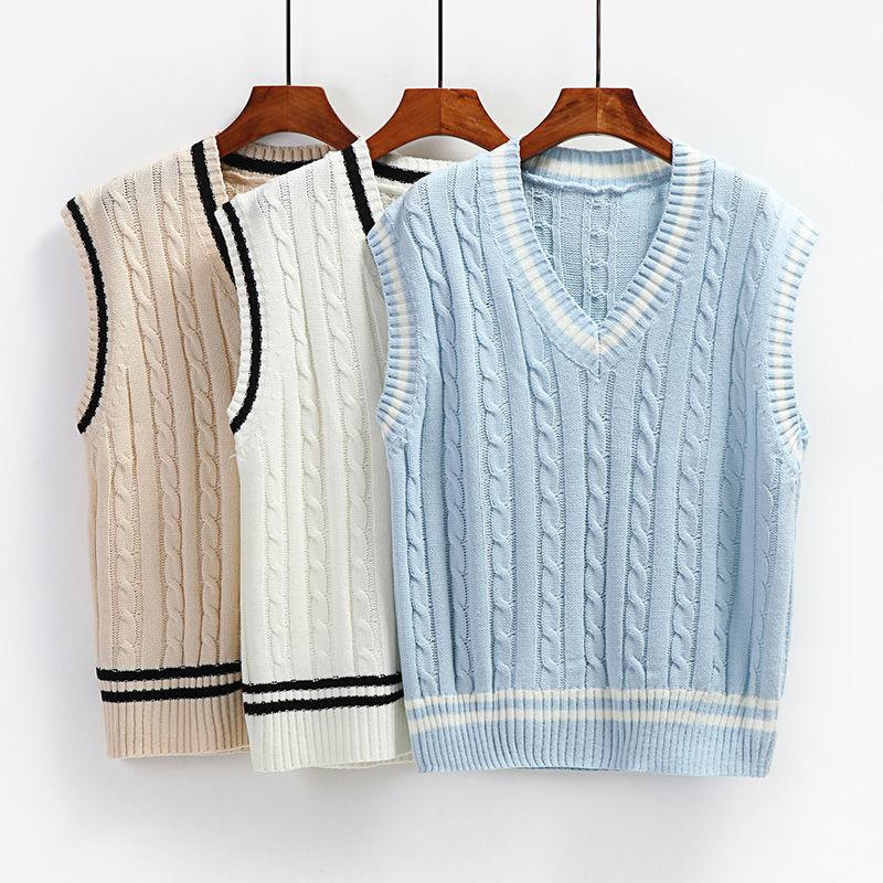 Gilet Donna Primavera Autunno Coreano Lavorato a Maglia Largo Pullover Femminile Casual Gilet Top Capospalla