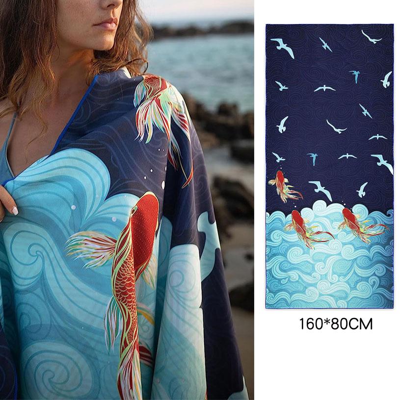 Factory Hot Selling China Supplier Custom Printed Sand Free Quick Dry Microfiber Beach Towel 80x160cm&299 and Below
