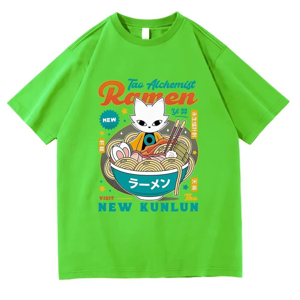 Nine Sols Yi Ramen T Shirt Fashion Men Aesthetic Funny Cute Cat Noodle T-Shirt Unisex High Quality Noodles Cotton Tees Shirts